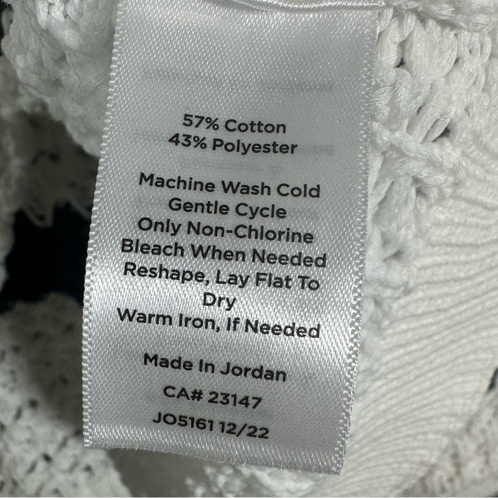 Talbots Open Knit Johnny Collar Pullover Striped Navy White XL Coastal Nautical - Picture 8 of 11